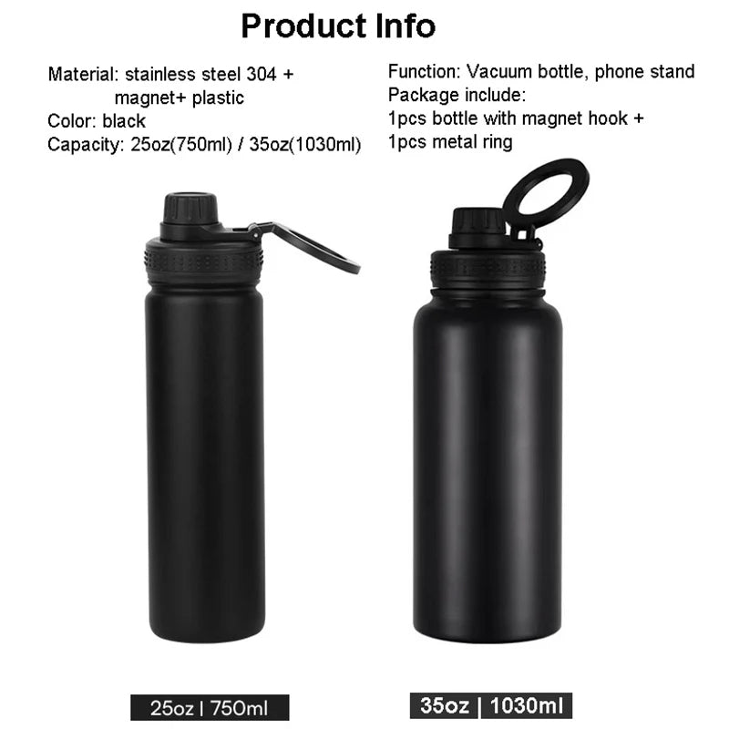 MagSafe 32oz 1000ML Insulated Bottle with Rotating Phone Holder Water Bottle Thermal Water Cup