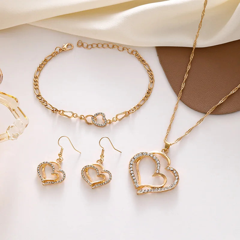 Ladies' Fashion Love Wrapped Necklace, Earrings, Bracelet
