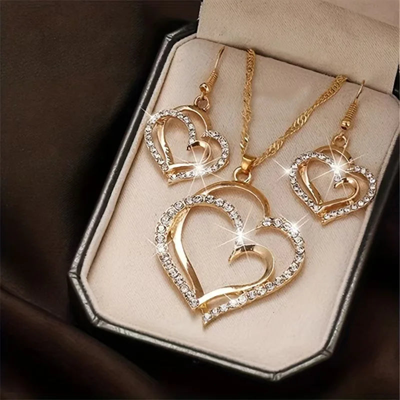 Ladies' Fashion Love Wrapped Necklace, Earrings, Bracelet