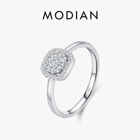 MODIAN Sparkling Color Ring for Women Fine Jewelry