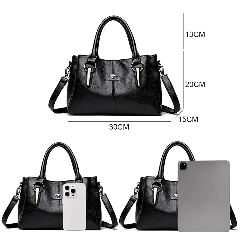 High Quality Cow Leather Ladies Handbags Fashion Luxury Female Bags, Leather Shoulder Crossbody Sac