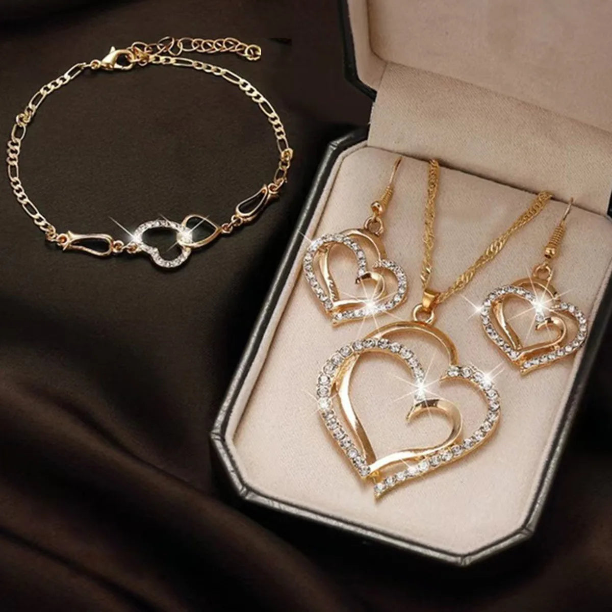 Ladies' Fashion Love Wrapped Necklace, Earrings, Bracelet