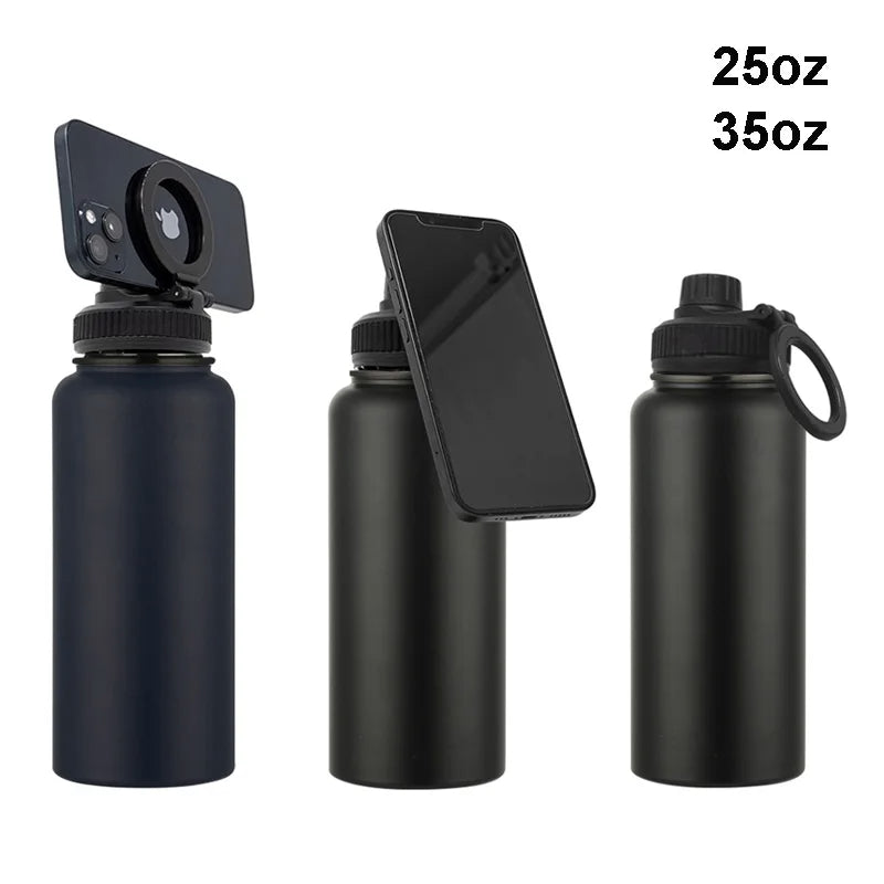 MagSafe 32oz 1000ML Insulated Bottle with Rotating Phone Holder Water Bottle Thermal Water Cup