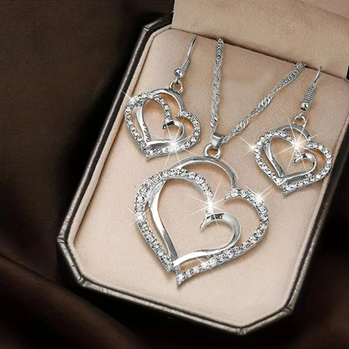 Ladies' Fashion Love Wrapped Necklace, Earrings, Bracelet