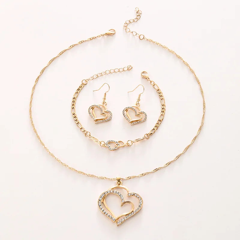 Ladies' Fashion Love Wrapped Necklace, Earrings, Bracelet