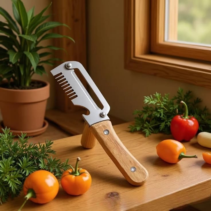 3 In 1 Stainless Steel Vegetable Peeler Cutter with Wooden Handle | Fruit Peeler Potato Carrot Cucumber Slicer | Bottle Opener Kitchen Tool